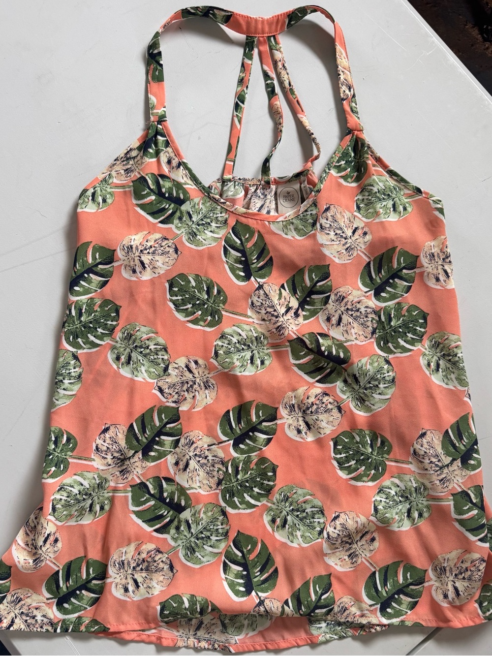 Coral Monstera Print Tank Top